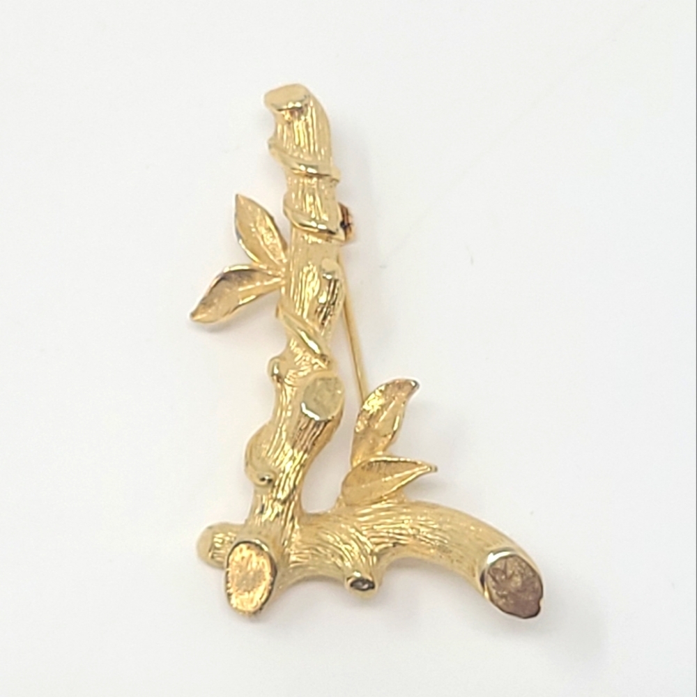 Vintage Sarah Coventry 1960's signed letter L pin brooch bamboo vine design